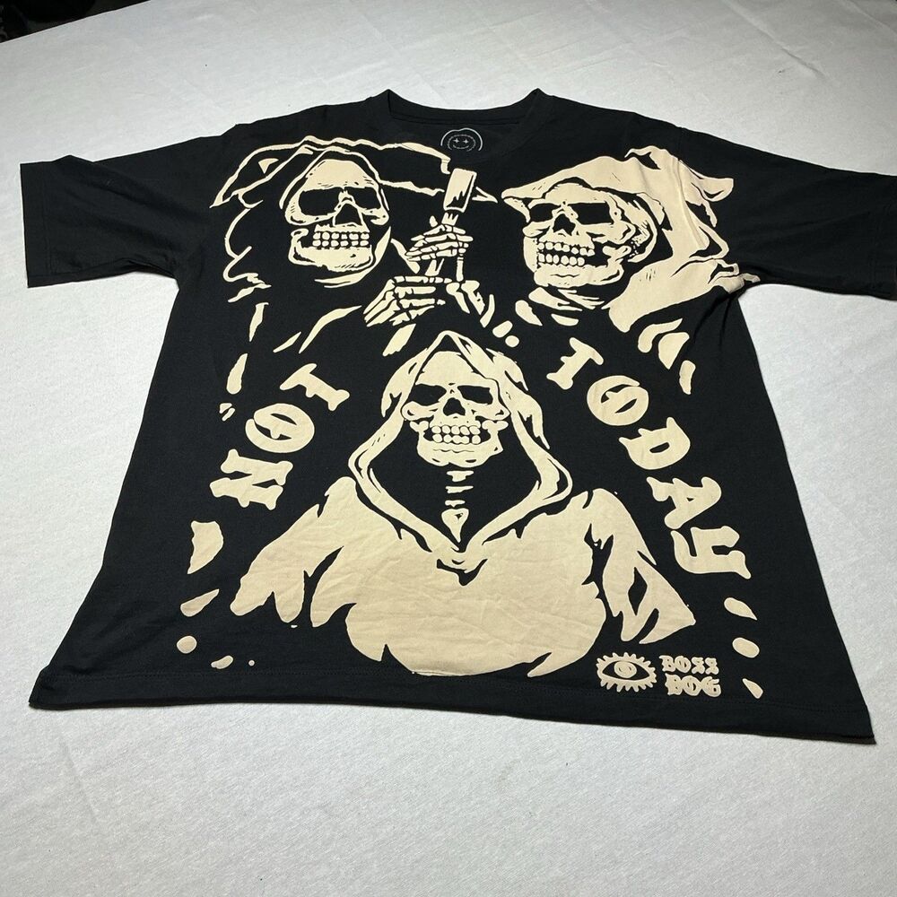 Boss Dog Art Dept. Men's Black Skull Graphic Crew Neck T-Shirt Size L